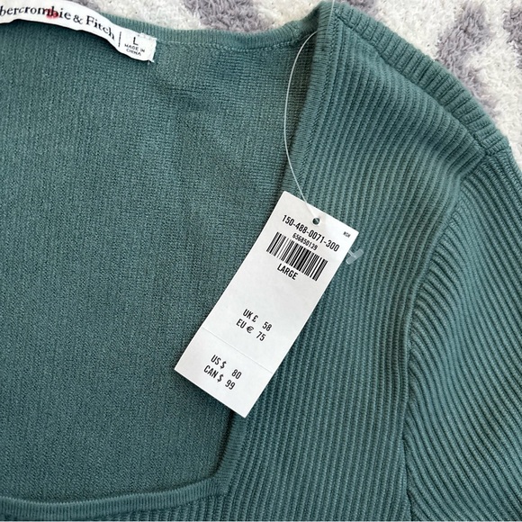 NWT Abercrombie and Fitch Square Neckline Green Sweater Material Thong Bodysuit - Picture 4 of 5
